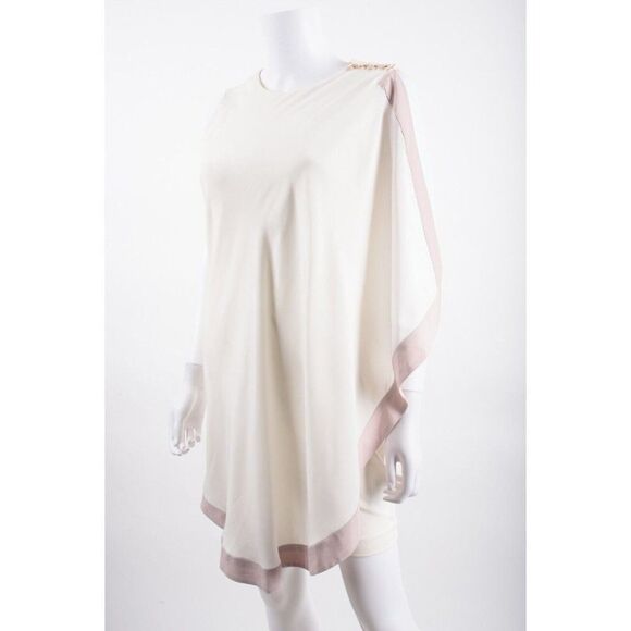 Ted Baker Bolty Asymmetric One Side Draped Dress Ted Sz 2 US 6 Ivory Pink - Picture 3 of 6